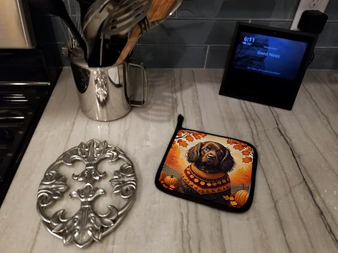Caroline's Treasures DAC1027PTHD Boykin Spaniel Fall Pair of Pot Holders Kitchen Heat Resistant Pot Holders Sets Oven Hot Pads for Cooking Baking BBQ, 7 1/2 x 7 1/2