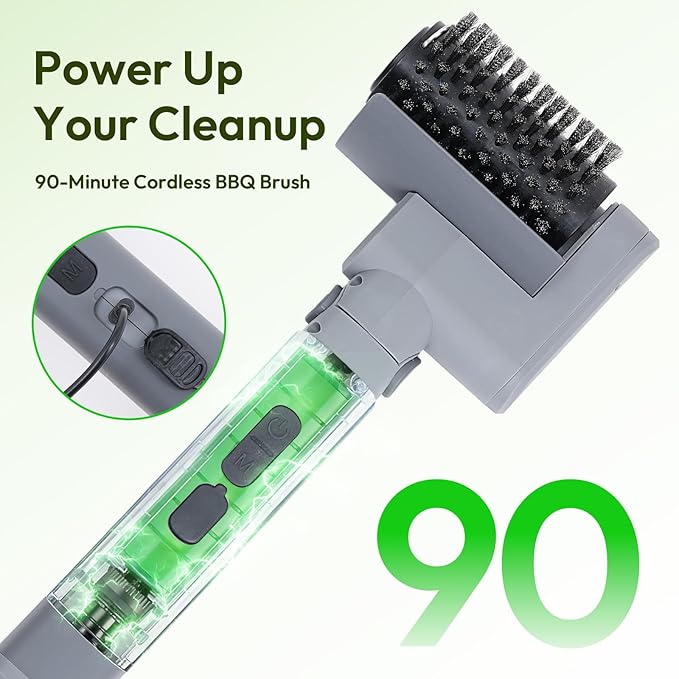 2026 Upgraded Electric Grill Brush, Stainless Steel BBQ Cleaner, 410 RPM High Torque Power Scrubber, 90-Min Runtime, Hot Grill Safe for Dad