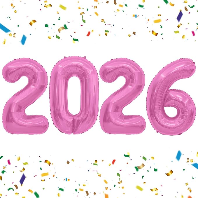 2026 Balloons Pink 2026 Foil Number Balloons, 40 inch 2026 Balloons New Year, Large 2026 Mylar Balloons for 2026 New Years Eve Party Supplies Festival Birthday Anniversary Graduation Decorations