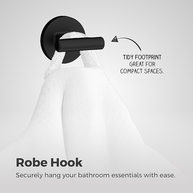 Pfister Capistrano Towel Hook, Bathroom Towel & Robe Hook, Wall-Mounted, Screw-in, Matte Black Finish, BRHCSO0B