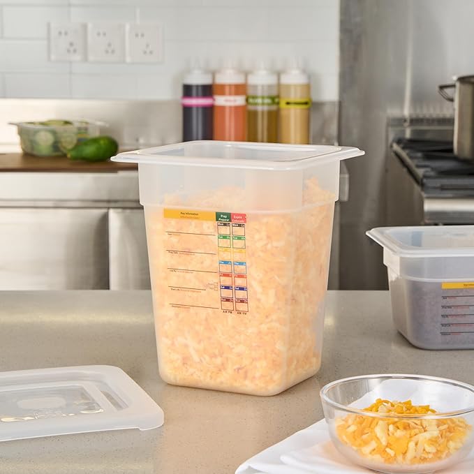 Restaurantware Food Storage Container 10 Pack of 6.8 x 6.2 x 7.8 Inches Plastic Stackable Storage Box White Reusable Label Container Dishwasher Safe For Restaurants And Kitchens