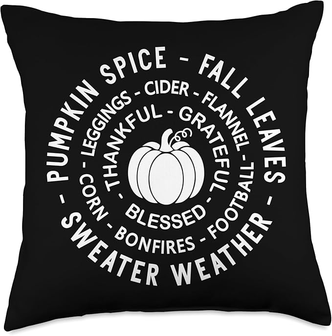 This is Boo Sheet Halloween Tees Everything I Love About Fall Thankful Grateful Blessed Moms Throw Pillow, 18x18, Multicolor