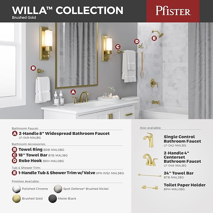 Pfister Willa Towel Hook, Bathroom Towel & Robe Hook, Wall-Mounted, Screw-in, Matte Black Finish, BRHWLL0B