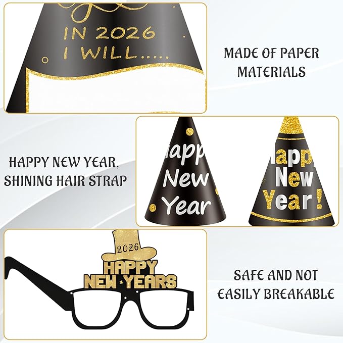36 pcs 2026 New Years Decorations, New Years Eve Party Supplies 2026,Happy New Year 2026 Celebration Set for Home and Office Parties