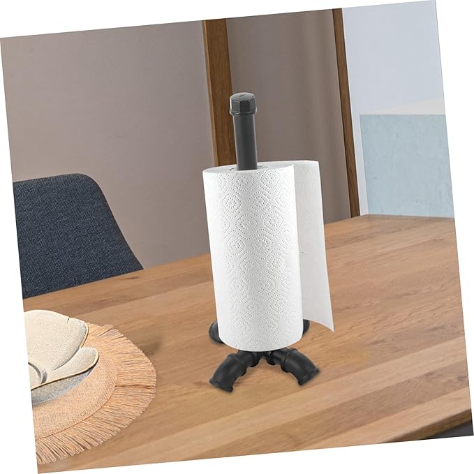 Industrial Iron Art Paper Towel Holder Base Vintage Style Kitchen Paper Towel Stand for Countertop Rustic Farmhouse Design Easy to Install for Dining Room and Kitchen