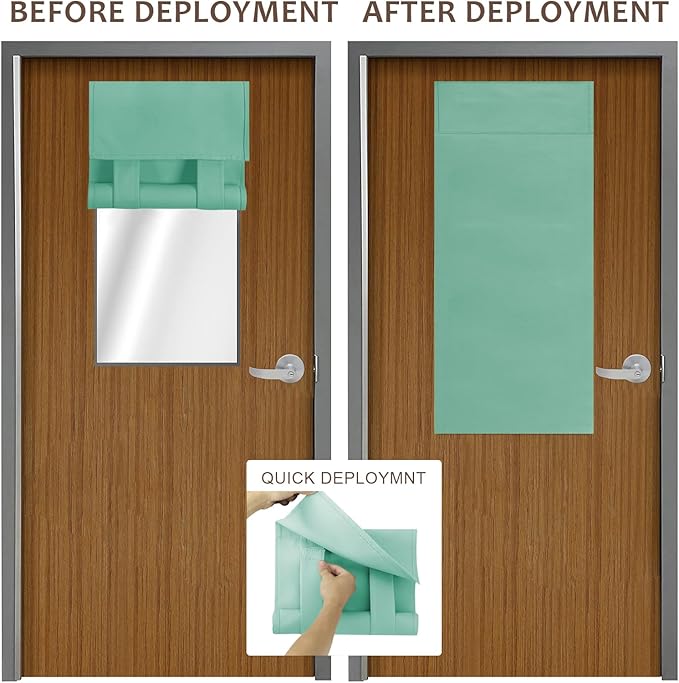 WdFour Classroom Door Window Cover,Blackout Shades for Classroom Windows and Doors，Privacy,Room Darkening Design Blocks Views, Classroom Window Cover Lockdown,12W x 40L, 1 Panel, Aqua