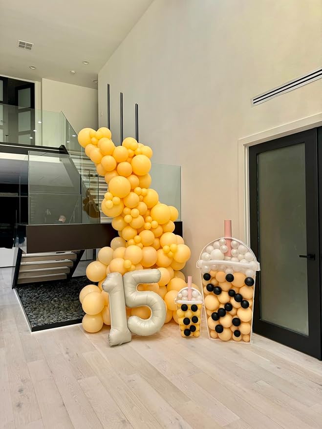 5 Numbers Balloon Birthday Decorations for Women Men, Number Balloons 40 In, Cream Birthday Party Decorations Big Balloons for 15 25 35 Wedding, Celebration Party, Graduations