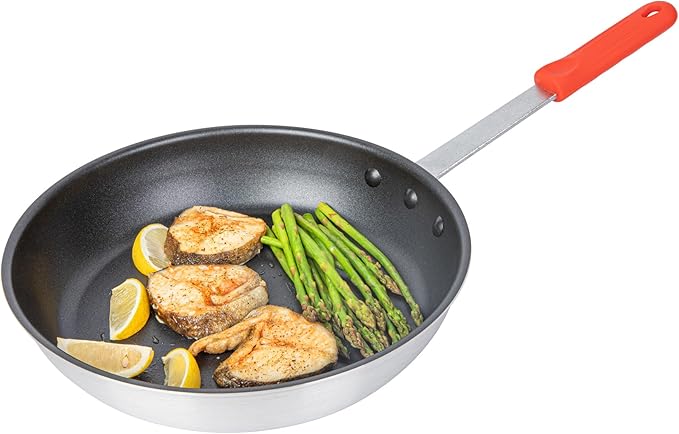 Restaurantware Silicone Hot Handle Holder - Met Lux Heat Resistant Fry Pan Sleeve, Dishwasher Safe - Non-Slip Pat Holder Sleeve Fits 10 inch &12 inch Aluminum Pans, Red