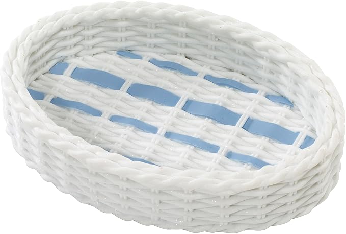 Izod – Soap Dish, Hand-Painted Resin with Woven Wicker-Inspired Stripe Design, Perfect for Holding Bar Soap or Sponges on Bathroom & Kitchen Counters (Savannah)