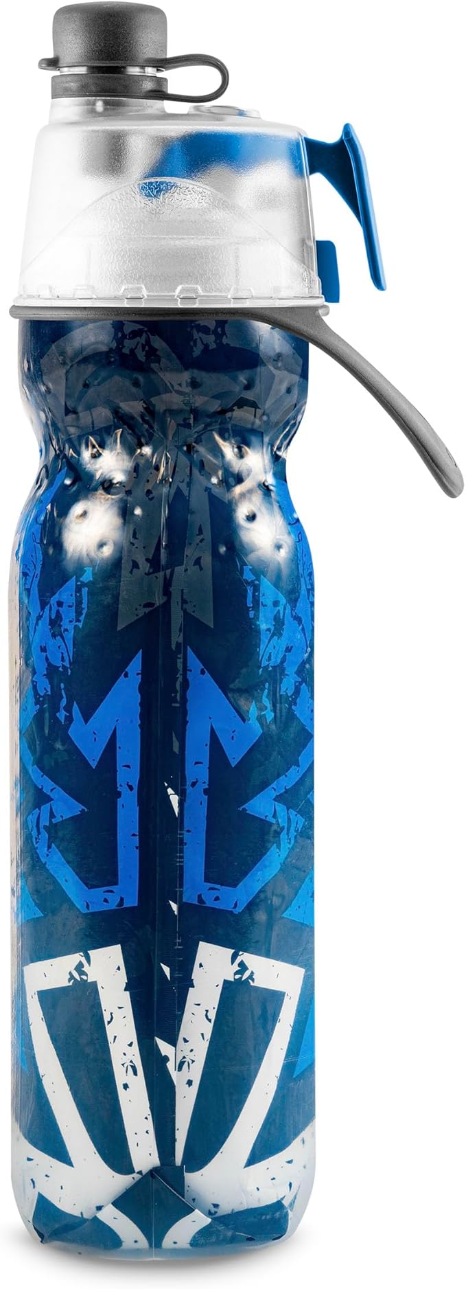O2COOL Mist 'N Sip Misting Water Bottle 2-in-1 Mist And Sip Function With No Leak Pull Top Spout Reusable Sports Water Bottle - 20 oz (Graffiti Blue)