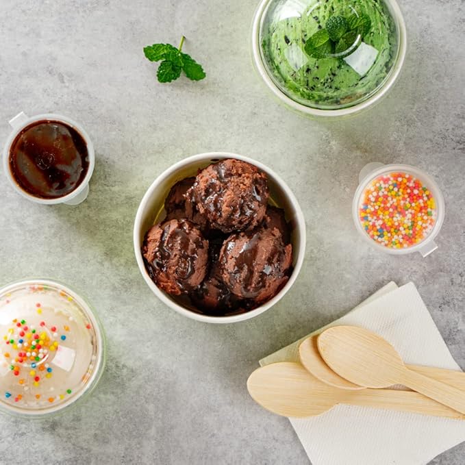 Restaurantware-Coppetta 8-Ounce Dessert Cups, 200 Disposable Ice Cream Cups - Lids Sold Separately, Sturdy, Light Green Paper Frozen Yogurt Bowls, For Hot And Cold Foods, Perfect For Gelato Or Mousse