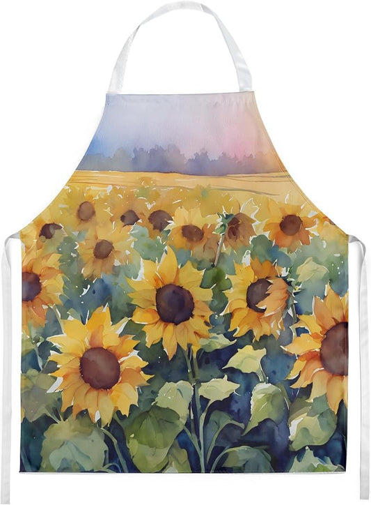 Caroline's Treasures Sunflowers in Watercolor Apron Cooking Kitchen Server Baking Crafts Gardening for Adult Women Men, Unisex, Large, Multicolor