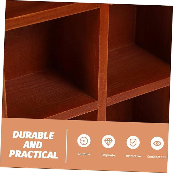 PRETYZOOM Rustic Floating Shelf 12-Compartment Wall Storage Rack 15.5 Inch Wooden Cubby Display Organizer for Home Kitchen Small Item Storage and Decor