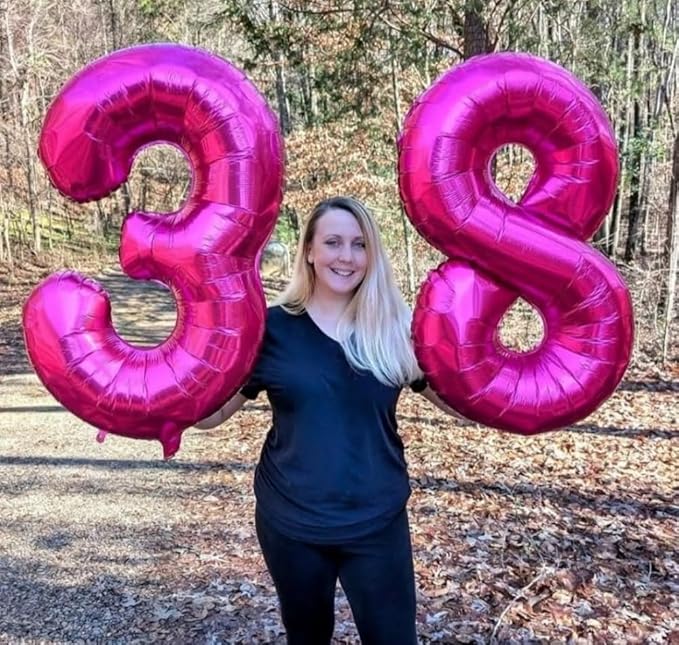 Numbers 8 Balloon 40 Inch, Hot Pink Birthday Decorations For Women Men, Number Balloons for 8, 18, 28 Wedding, Anniversaries, Celebration, Graduation