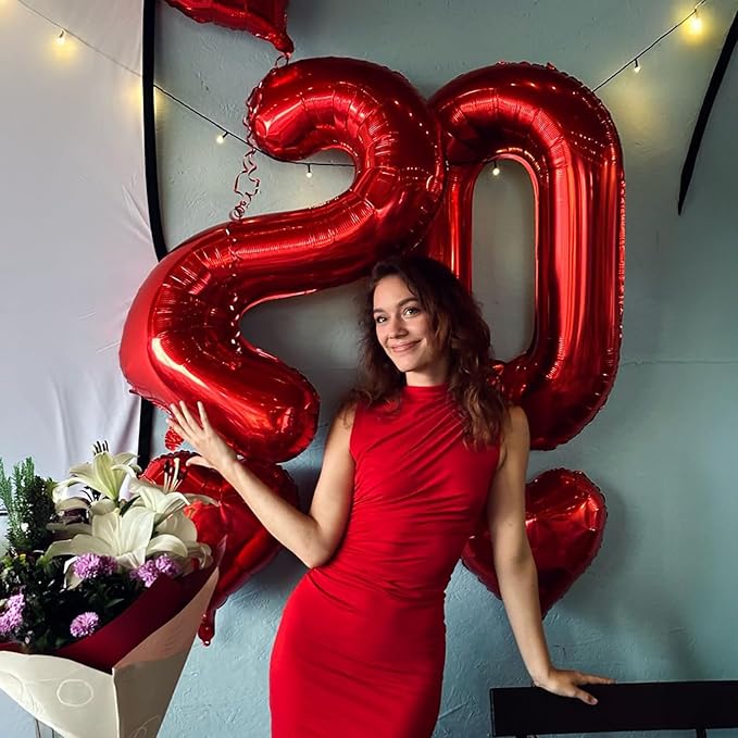 40 Inch 2026 Pack of 4 Red Big Helium Foil Balloon Numbers Large Mylar Number for Christmas New Year's Eve Party Graduation Birthday