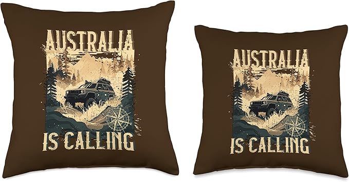 4 Wheeler Off-Roader Vehicles winch sand sheets Off- Road-Australia is Calling-Adventure 4x4 4WD Throw Pillow, 18x18, Multicolor