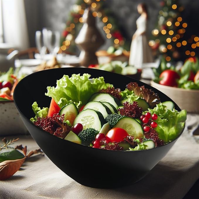 Party Essentials N204417 Disposable Hard Plastic Contemporary Angle Bowl, 4-Count, 20 oz. Black