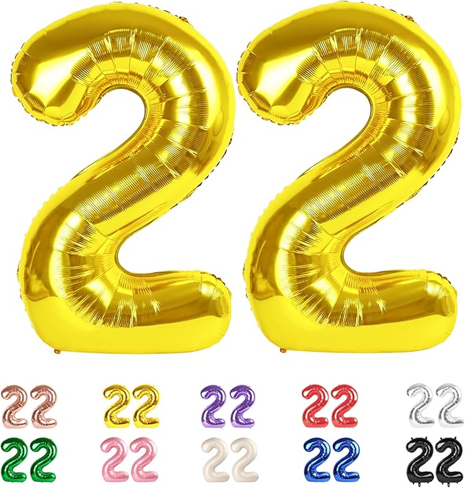 Numbers 22 Balloons, 22nd Gold Party Decorations for Girl Boys, 40 In Big 22nd Balloons for Engagement, Wedding, Celebration Party, Graduations, Photo Shoot