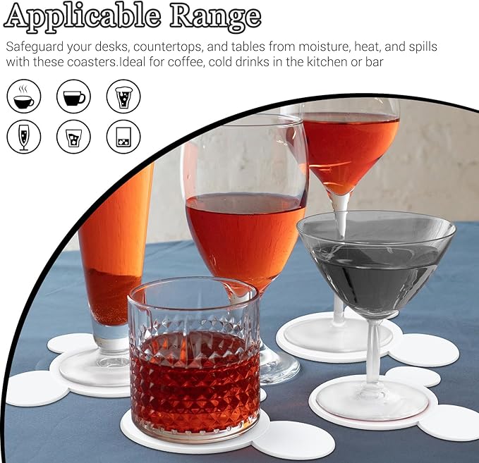 Funny Mouse Ears Coasters Non-Slip White Drink Coasters for Bars, Party, Office, Home Decor Tabletop Protection Birthday Wedding Housewarming Easter Gifts Ideas - Set of 4