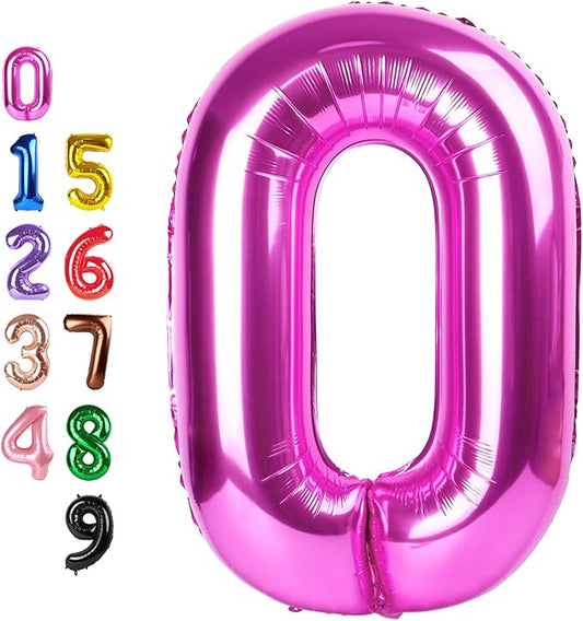 0 Balloon Numbers 40 Inch Big Zero Hot Pink Balloon Numbers for Birthday Decoration, Baloon for 10 20 30 40 100 2026 Graduation Decor Wedding Anniversaries Party