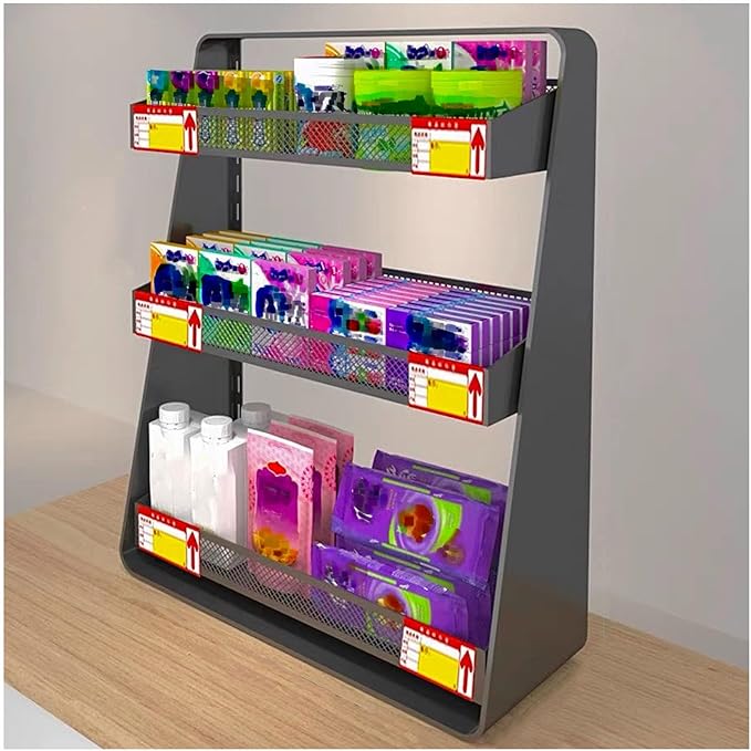 3-Tier Candy Display Rack Snack Holder, Multifunctional Counter Snack Organizer Chip Holder, Adjustable Metal Shelf Cupcake Display Stand, for Party/Kitchen/Stores/Office