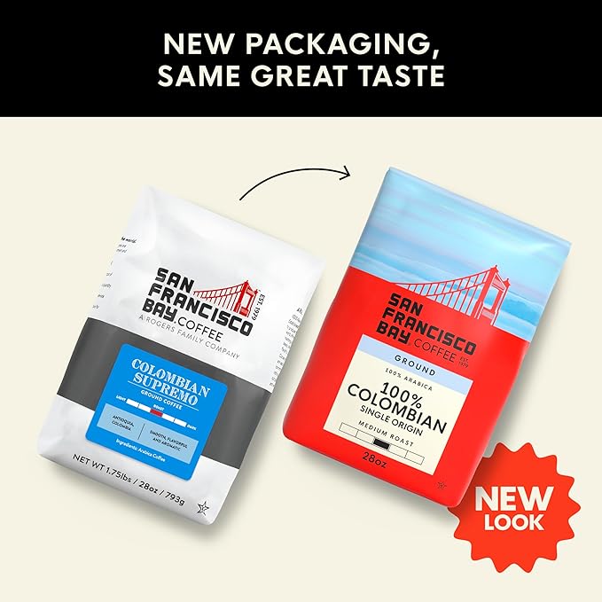 San Francisco Bay Ground Coffee, 100% Columbian (28 oz Bag), Medium Roast Coffee