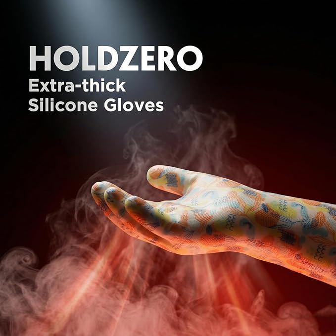 Liquid Silicone Gloves Food Grade Heat Resistant Waterproof Breathable for Baking Cooking Grilling Graffiti-Art Printing Large