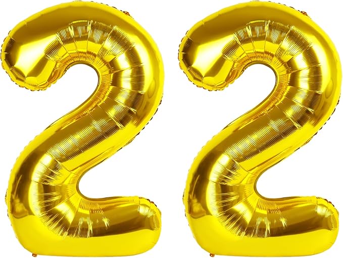 40 Inch Gold 22 Balloon Numbers, 22 Birthday Decorations for Women Men, Number 22 Balloons, Balloons for Birthday Party, Wedding, Celebration