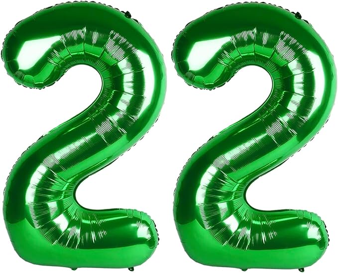 Large 22 Balloons Number Birthday Party Decorations, 40 Inch Baloons for Women Men, Dark Green Number Decor for Party, Marriage Proposal, Wedding Events