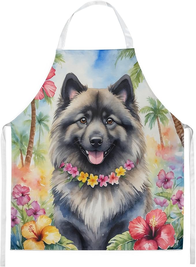 Caroline's Treasures Keeshond Luau Apron Cooking Kitchen Server Baking Crafts Gardening for Adult Women Men, Unisex, Large, Multicolor