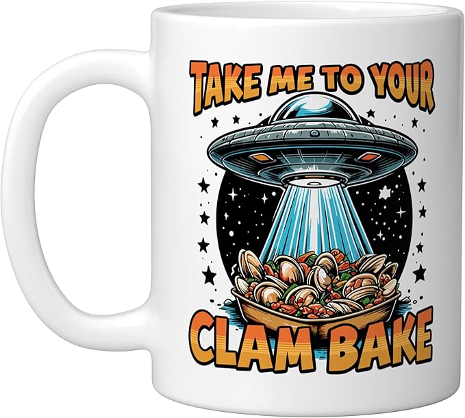 Take Me to Your Clam Bake East Coast Cuisine Funny Clam Bake Ceramic Mug, White