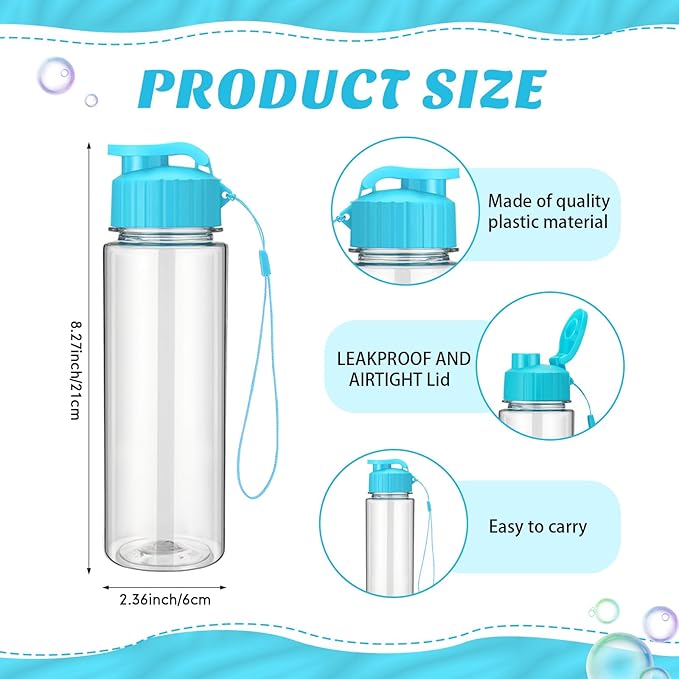 Mifoci 20 Pieces Water Bottle Bulk 17 oz Plastic Water Bottles Bulk Gym Sports Adults Reusable Large Bottles with Leak Proof Flip Top for Party Outdoor (Sky Blue)