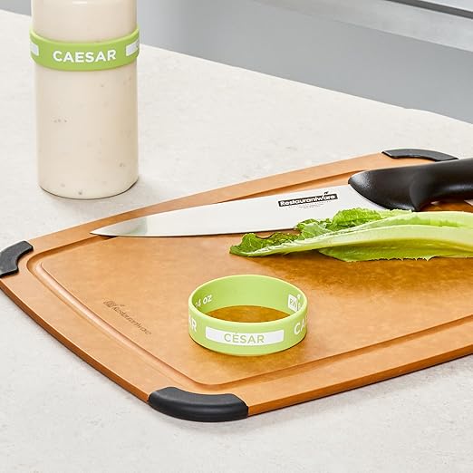 Restaurantware Silicone Squeeze Bottle Bands 1 Count 2.75 Inch Dishwasher Safe Condiment Identification Band, Caesar Green Non-Slip Label Band for Condiment Labeling at Restaurants, Food Trucks