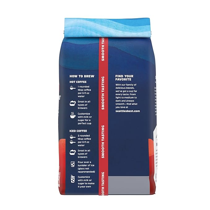 Seattle’s Best Coffee, Dark Roast Ground Coffee, 6th Ave Bistro, 100% Arabica, 3 Bags (12 oz Each)