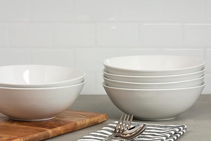 10 Strawberry Street Simply White 7" Coupe Cereal Bowl, Set of 6