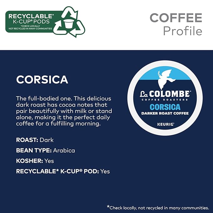La Colombe Corsica Dark Roast Coffee | Single Serve K-Cup Pods | 10 Count | Pack of 2