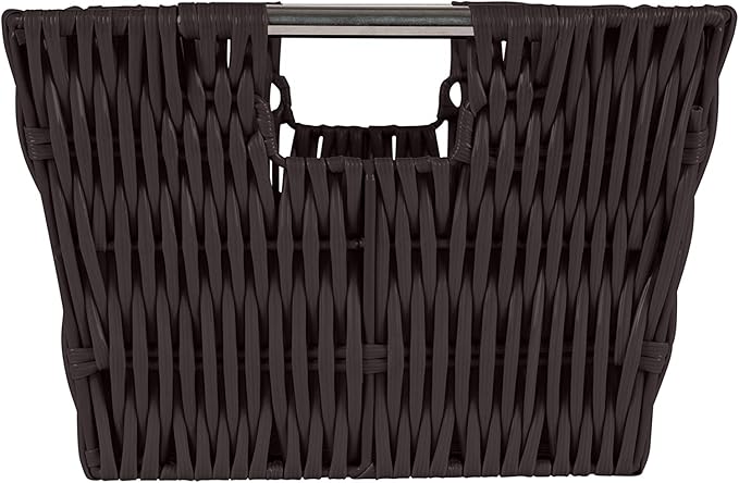 Simplify 3 Piece Set Woven Rattan Tote Baskets | Multi-Size | Handles | Storage & Organization | Toys | Bathroom Accessories | Home | Office | Dorm | Playroom | Closet | Chocolate