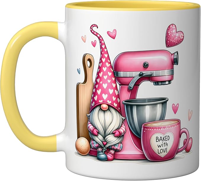 Baker Cute Baking Pastry Chef Bake Love Bakery Owner Ceramic Mug, Yellow/White