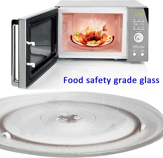 LIGUOYI Universals Microwave Turntable Glass Plate with 3 Fixtures, 0.5cm Thicke, 360° Microwave Glass Turntable Plate, Microwave Glass Tray Scratch-Resistants, High Temperature Resistants