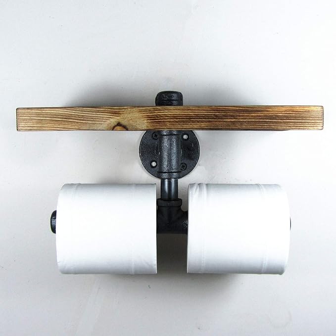 Retro Industrial Paper Towel Iron Pipe Bathroom Rack Toilet Roll Kitchen
