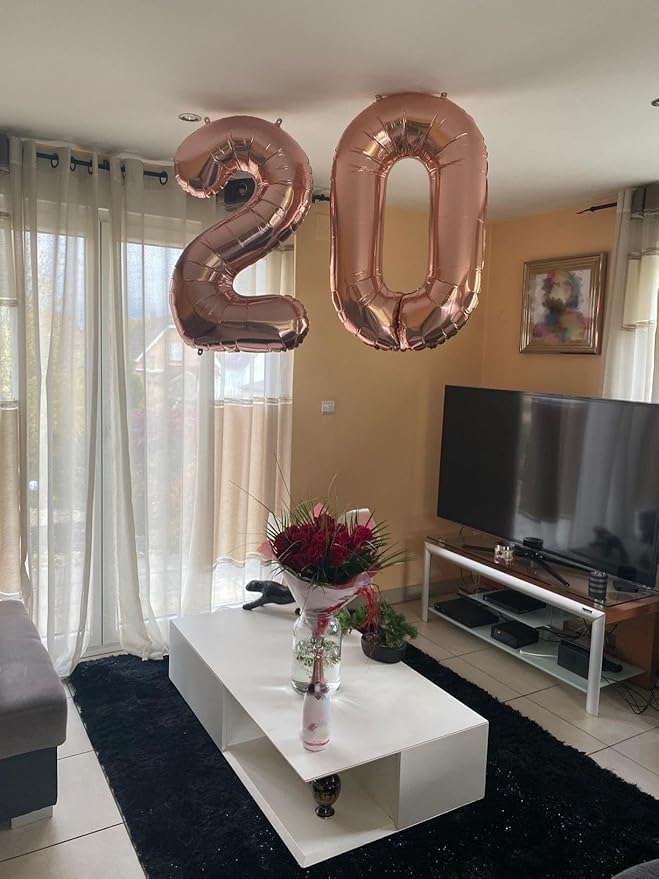 Number Balloon 40 Inch, 24 Number Balloons, Rose Gold 42 Happy Birthday Decorations for Women Men, Ballons 24th for Wedding Anniversaries Party