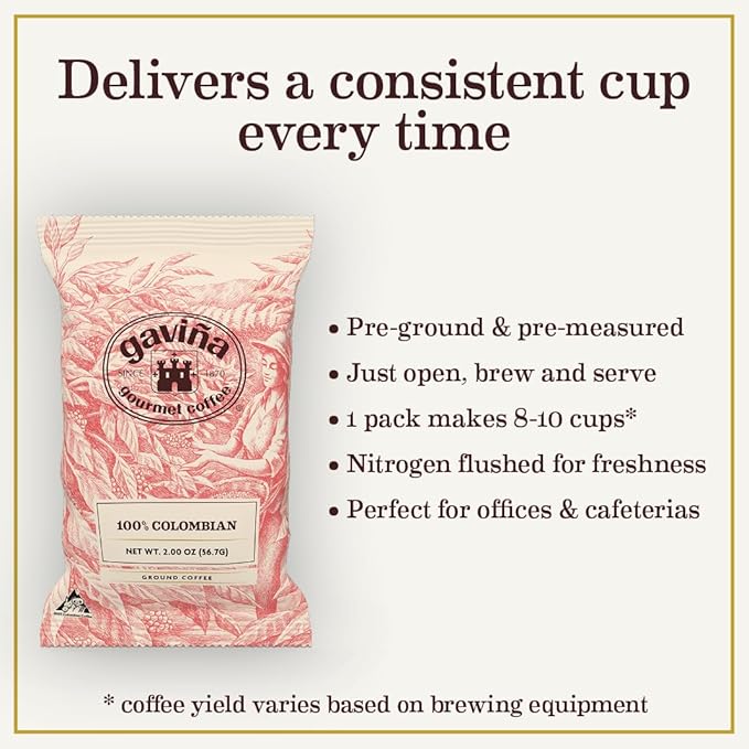 Gaviña Gourmet Coffee 100% Colombian Supremo portion packs, Medium Roast, 42 x 2 oz