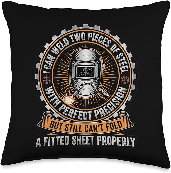 Funny Welder Humor Cant Fold Fitted Sheet Joke Retro Throw Pillow