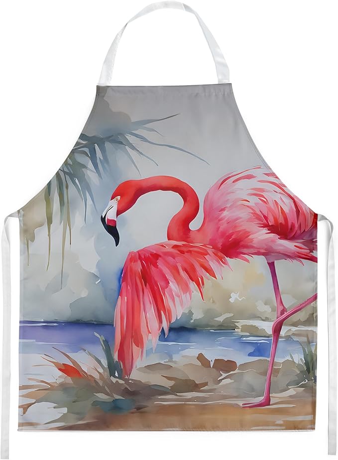 Caroline's Treasures Flamingo Apron Cooking Kitchen Server Baking Crafts Gardening for Adult Women Men, Unisex, Large, Multicolor
