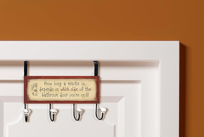 Stupell Home Décor How Long A Minute Is Over The Door Hanger, 12 x 10.5 x 2, Proudly Made in USA