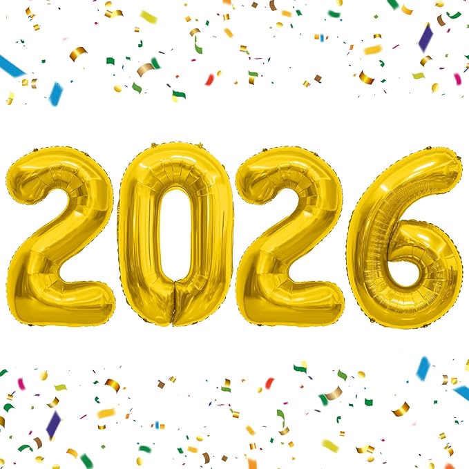 2026 Balloons 40 Inch Gold 2026 Number Balloons 2026 Decorations Happy New Year Balloon Large 2026 Foil Mylar Balloon Number for New Year Eve Party Supplies Graduation Birthday Anniversary Decorations