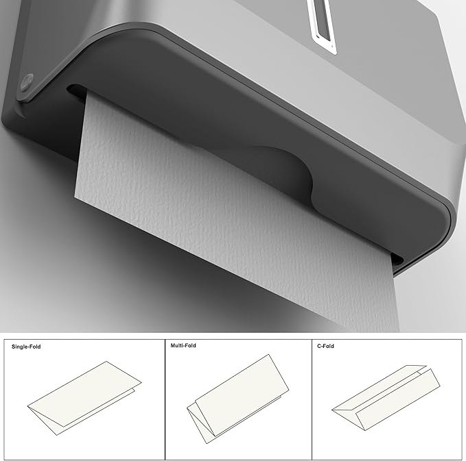 Paper Towel Dispenser Wall Mount Silver Upgraded Plastic Thickness for Universal 10” Multifold Trifold Z Fold Hand Towel Tissue Holder with Lock for Commercial Restroom Bathroom