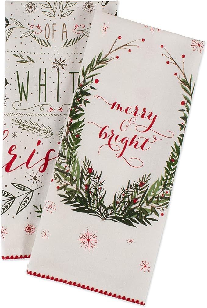DII Christmas Kitchen Towel Set, Floral Tea Towels for Baking, Cleaning, Entertainment & Cooking, 18x28, Noel, 2 Piece
