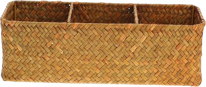 CHILDWEET Sturdy Seagrass Basket Handles Wicker Storage Basket for Home Organizing