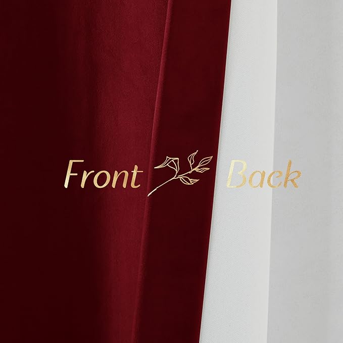 NICETOWN Red Velvet Curtain and Drape for Movie Theatre Backdrop, Elegent Home Decoration Privacy Protect Insulate Summer Heat and Winter Chill for Basement/Studio/Dorm,1 Panel, 96 inches Long